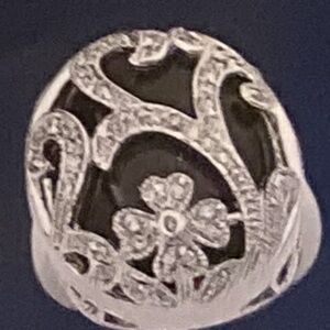 Large Black Silver Ring 925